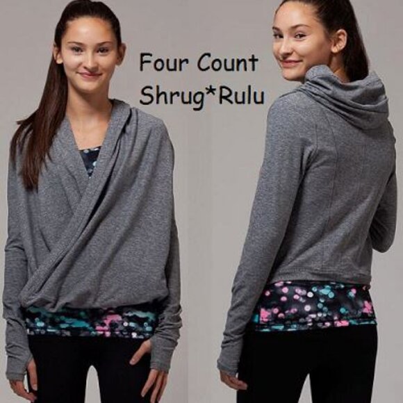 Ivivva Girl by Lululemon 🍋Four Count Shrug*Rulu grey thumbholes size 14 - Picture 3 of 6